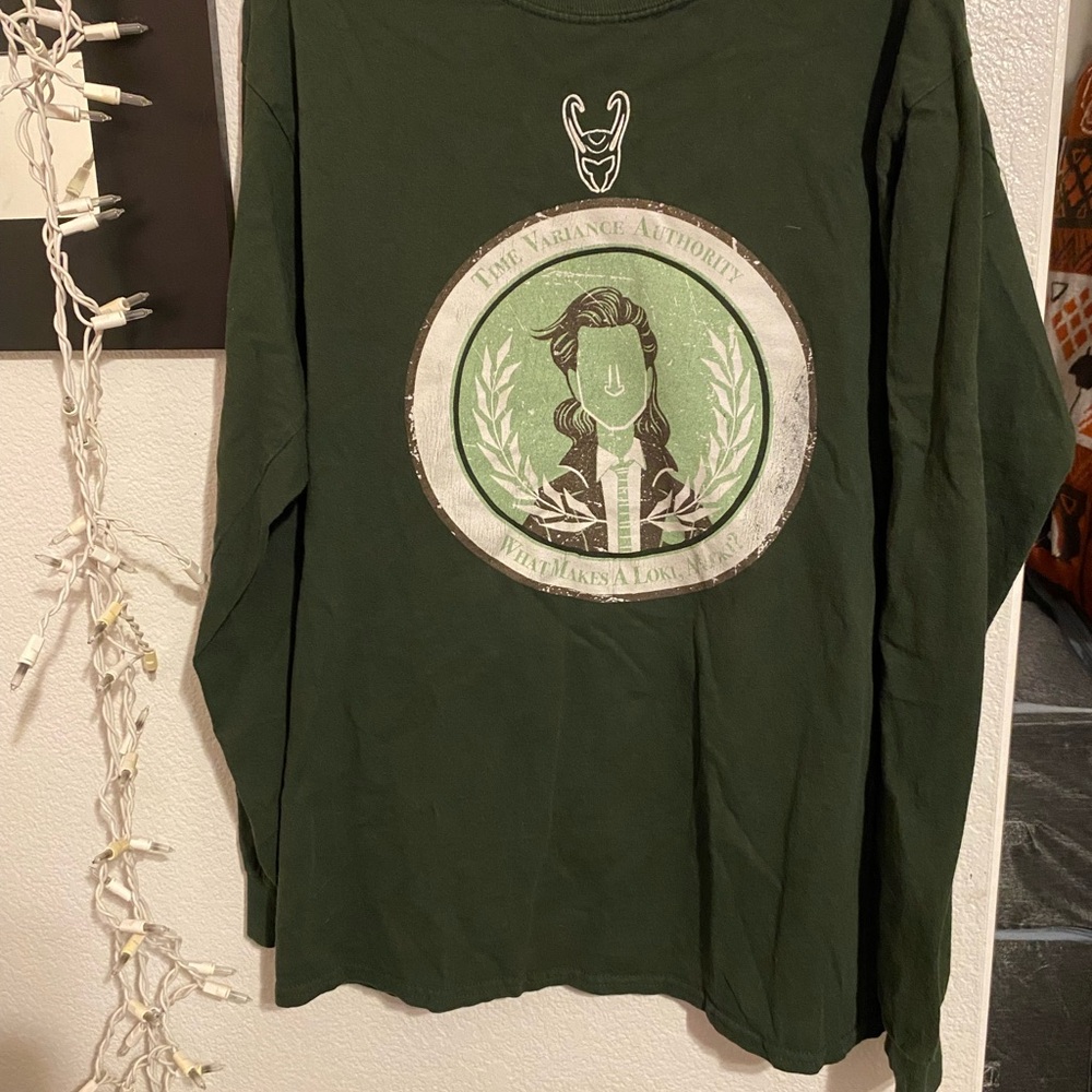 Marvel Long Sleeve Tee Forest Green with Light Green & White Graphic